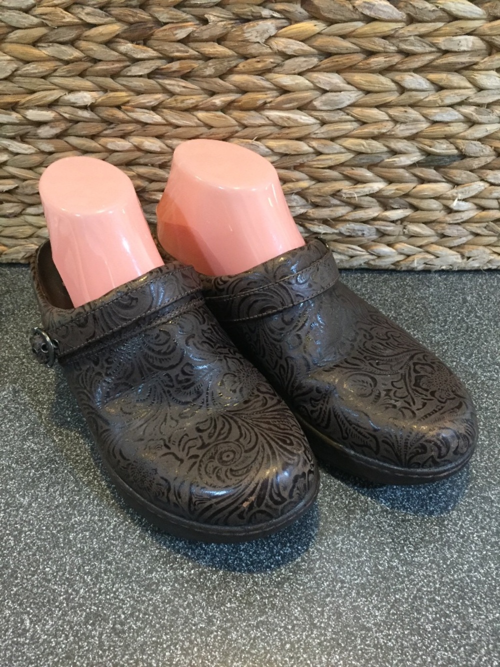 Dansko Brown Embossed Leather Clogs